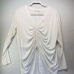 Athleta‎ Cream Ruched V-Neck Long Sleeve Top